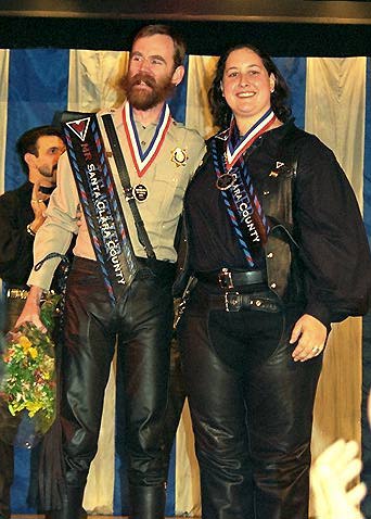A lovely photo of Doug and Sharon, Mr. and Ms Santa Clara County Leather '97